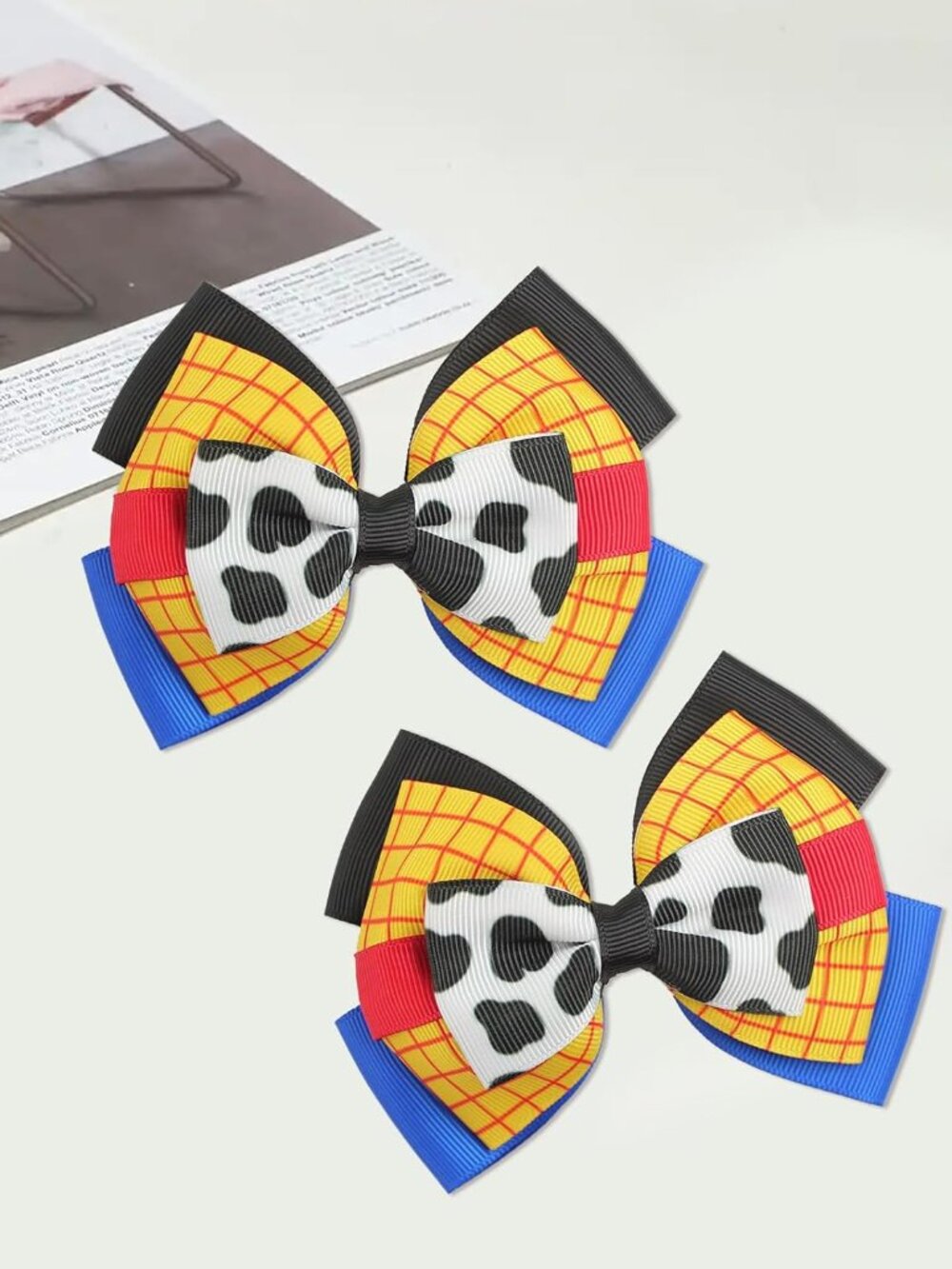 Toy Story Inspired Hair Bow Clips Set of 2 Large 4.5" Long NEW